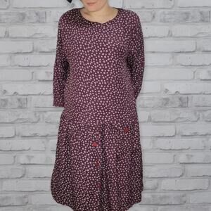 Oriel Vintage 90s Purple Drop Waist Dress with Pocket